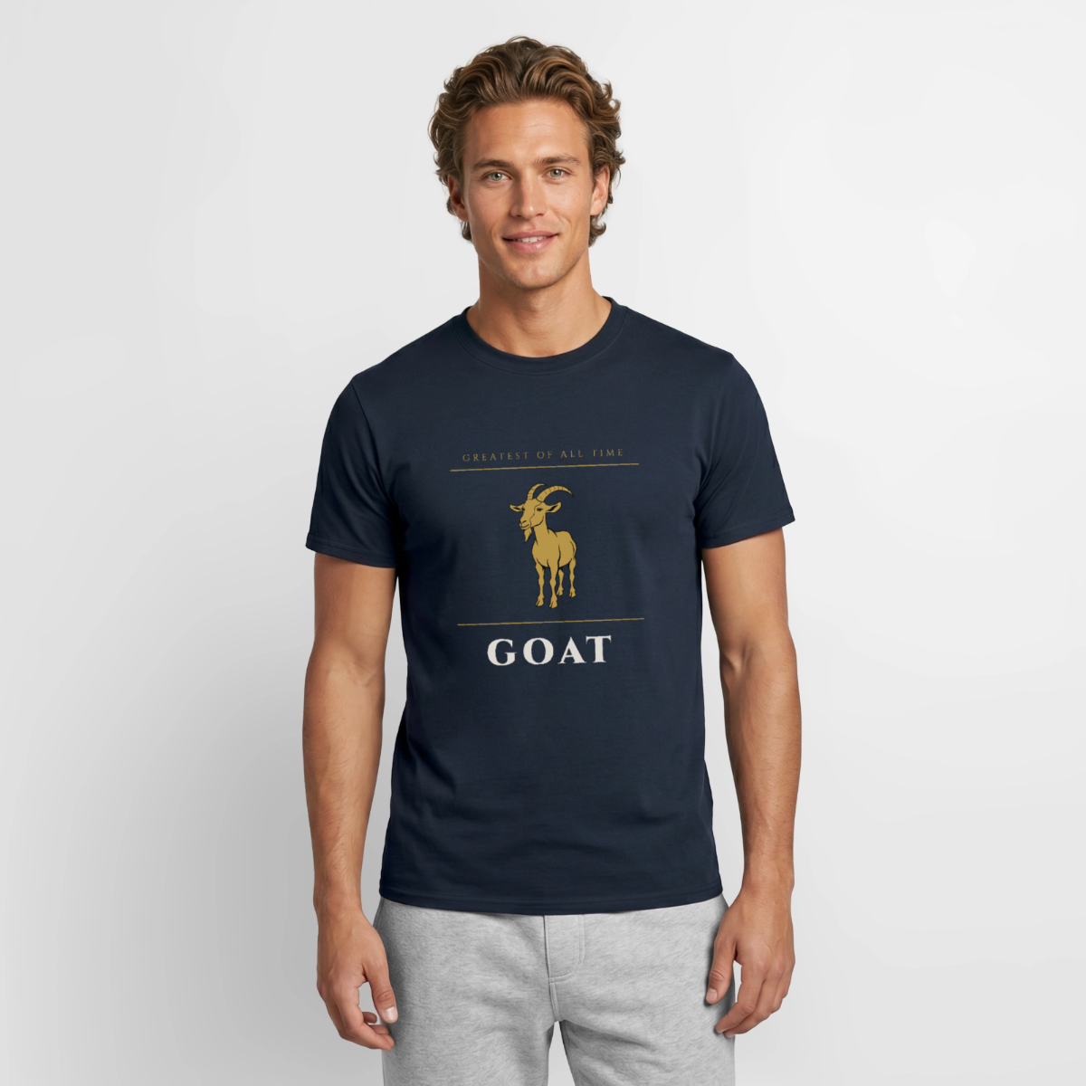GOAT. Greatest of all time. Motiv-T-Shirt für Männer, Farbe Navy, Model