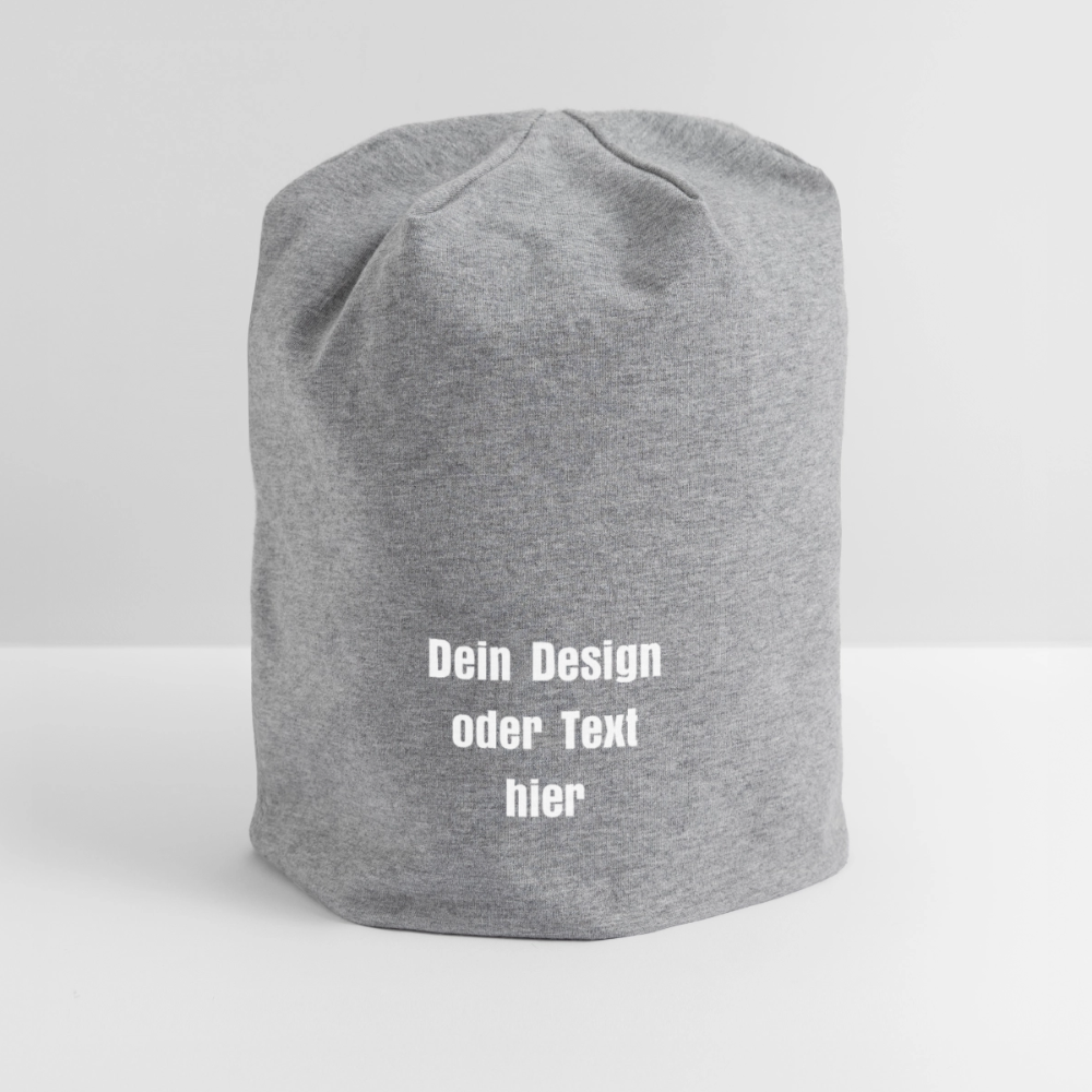 Jersey-Beanie - personalisierbar - Grau meliert