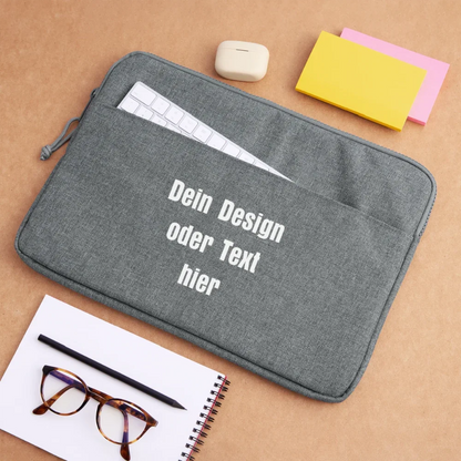 Laptoptasche passend für bis zu 15 Zoll Laptopgröße - personalisierbar - Grau meliert