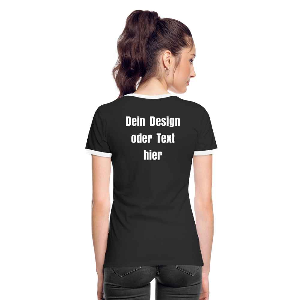 Frauen Kontrast-T-Shirt - personalisierbare Vorder- und Rückseite - Schwarz/Weiß