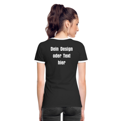 Frauen Kontrast-T-Shirt - personalisierbare Vorder- und Rückseite - Schwarz/Weiß