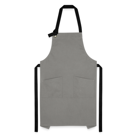 Kontrastschürze aus 100% Baumwolle, Metall - personalisierbar - Grau/Schwarz