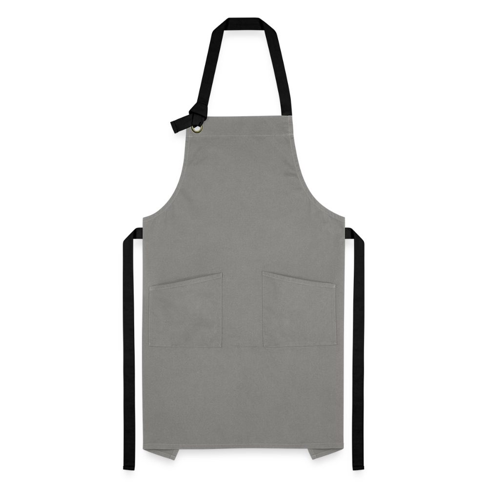 Kontrastschürze aus 100% Baumwolle, Metall - personalisierbar - Grau/Schwarz