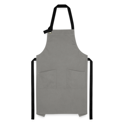 Kontrastschürze aus 100% Baumwolle, Metall - personalisierbar - Grau/Schwarz