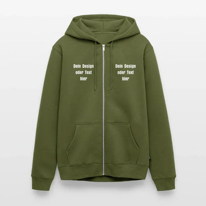 Männer Premium Kapuzenjacke - personalisierbare Vorder- und Rückseite - Khaki