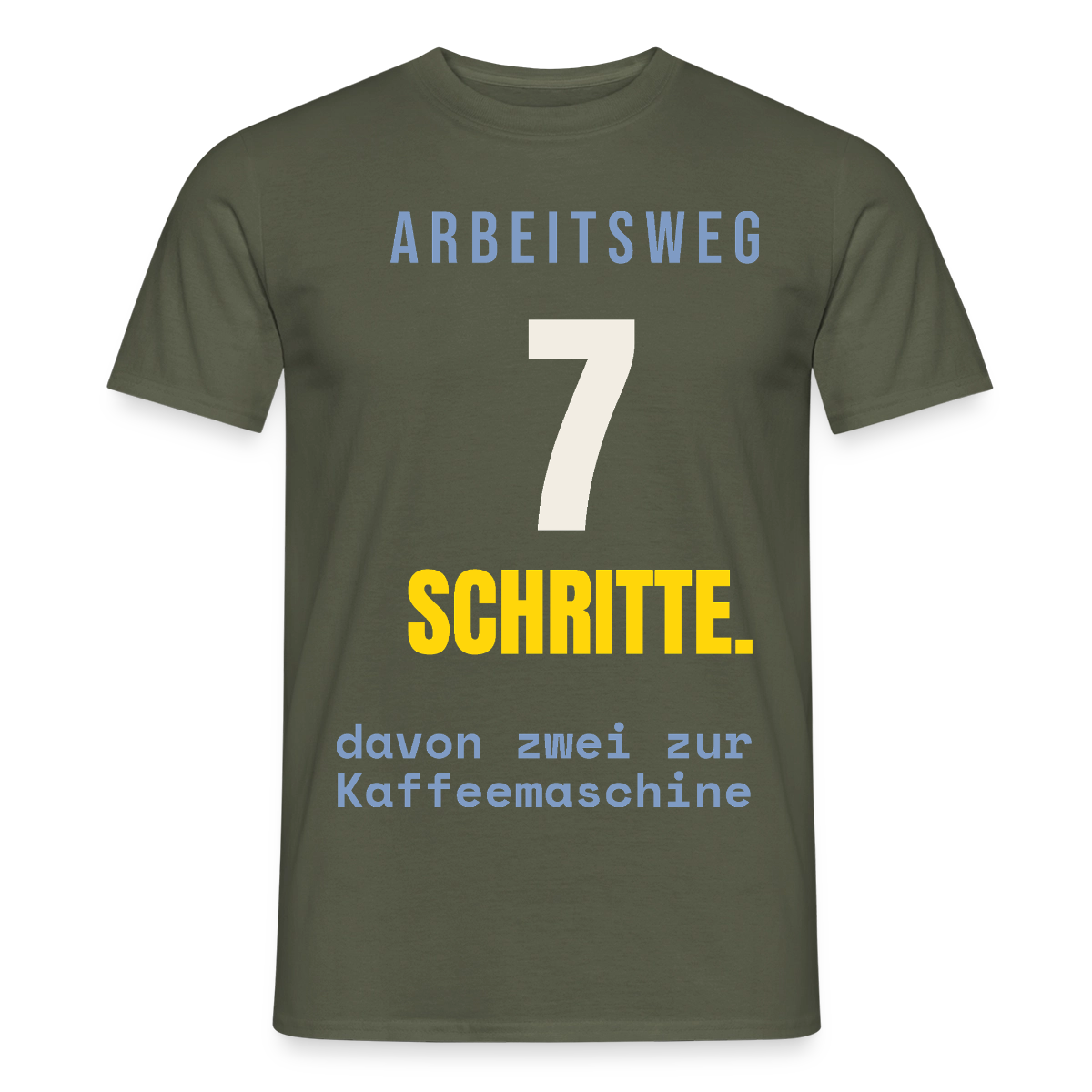 Arbeitsweg: sieben Schritte Motiv-T-Shirt für Männer, Farbe Militärgrün