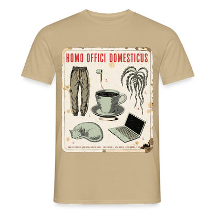 Homo Offici Domesticus Motiv-T-Shirt für Männer, Farbe Sandbeige
