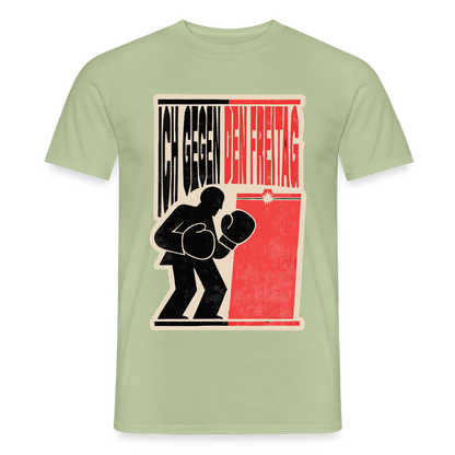 "Ich gegen den Freitag. Boxplakat-Motiv" Motiv-T-Shirt für Männer, Farbe Sage