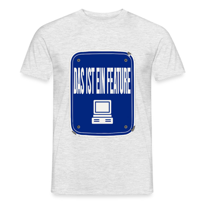 Das ist ein Feature. Emailschild-Motiv Motiv-T-Shirt für Männer, Farbe Grau meliert, Model