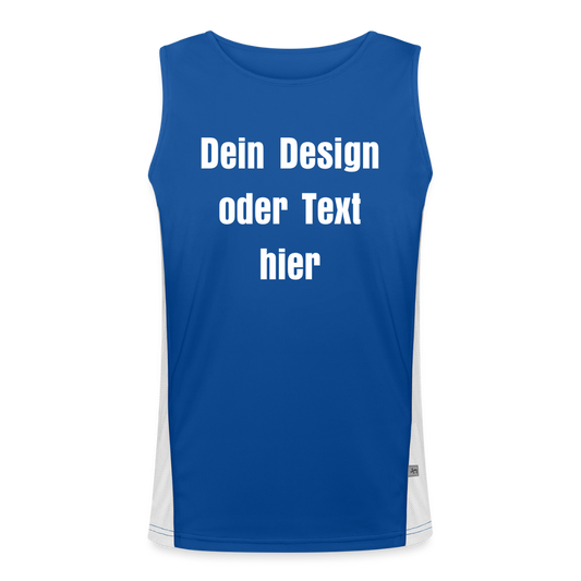 Funktionelles Kontrast-Tank Top für Männer  - personalisierbare Vorder- und Rückseite - Royal/Weiß
