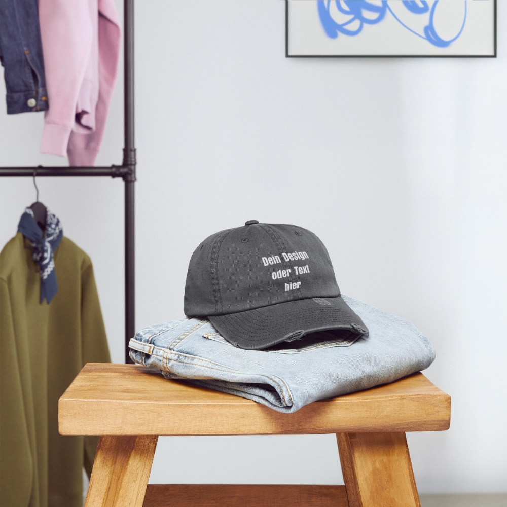 Low Profile Destroyed Cap - personalisierbar - Dunkelgrau