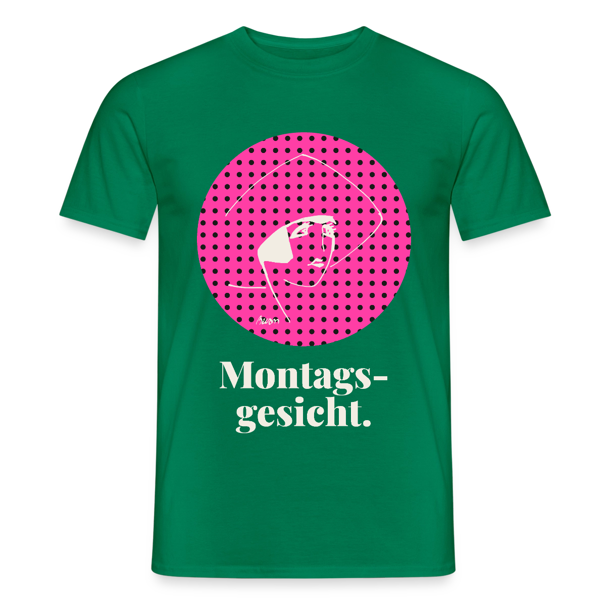 "Montagsgesicht. Art-déco-Motiv" Motiv-T-Shirt für Männer, Farbe Kelly Green