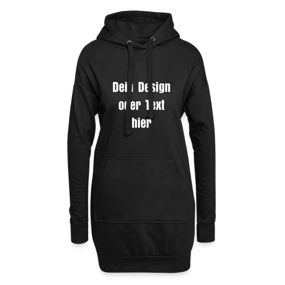 Hoodie-Kleid / Kapuzenpullover in Kleidlänge - personalisierbare Vorder- und Rückseite - Schwarz