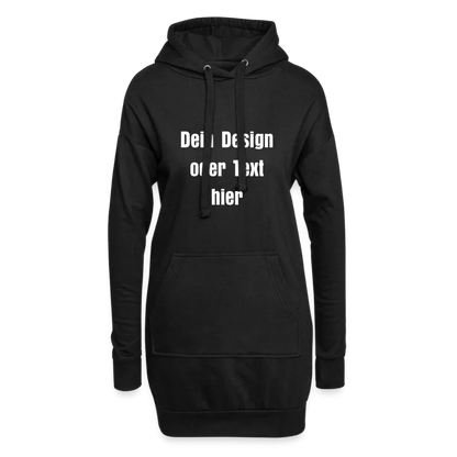 Hoodie-Kleid / Kapuzenpullover in Kleidlänge - personalisierbare Vorder- und Rückseite - Schwarz