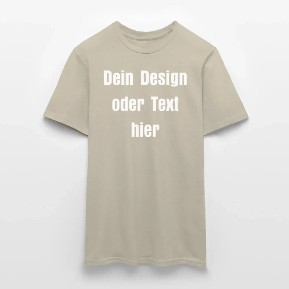 Männer T-Shirt - personalisierbare Vorder- und Rückseite - Sandbeige