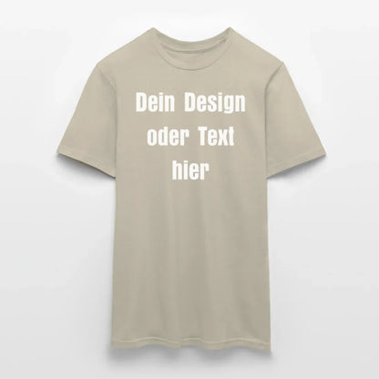 Männer T-Shirt - personalisierbare Vorder- und Rückseite - Sandbeige
