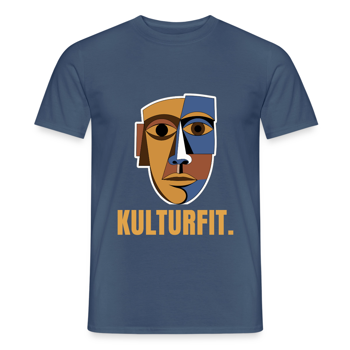 Kulturfit. Kubismus-Motiv Motiv-T-Shirt für Männer, Farbe Dunkles Denimblau