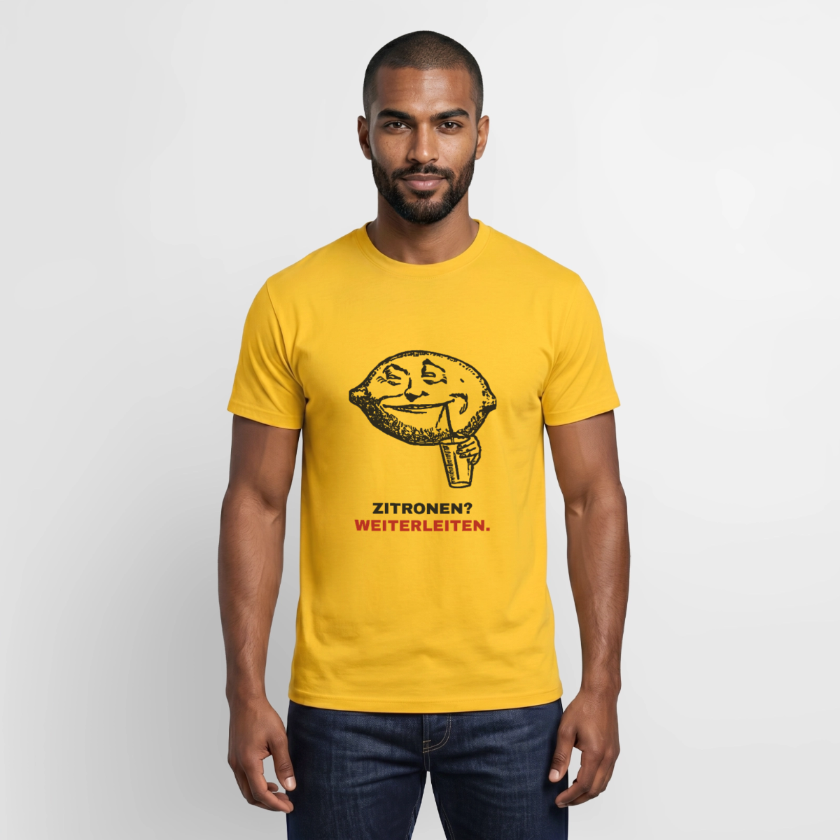 "Zitronen? Weiterleiten." Motiv-T-Shirt für Männer, Farbe Gelb