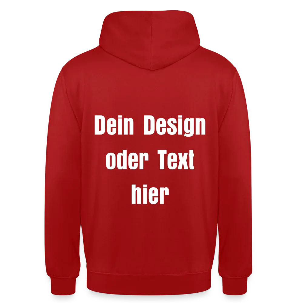 Unisex Hoodie - personalisierbare Vorder- und Rückseite - Rot