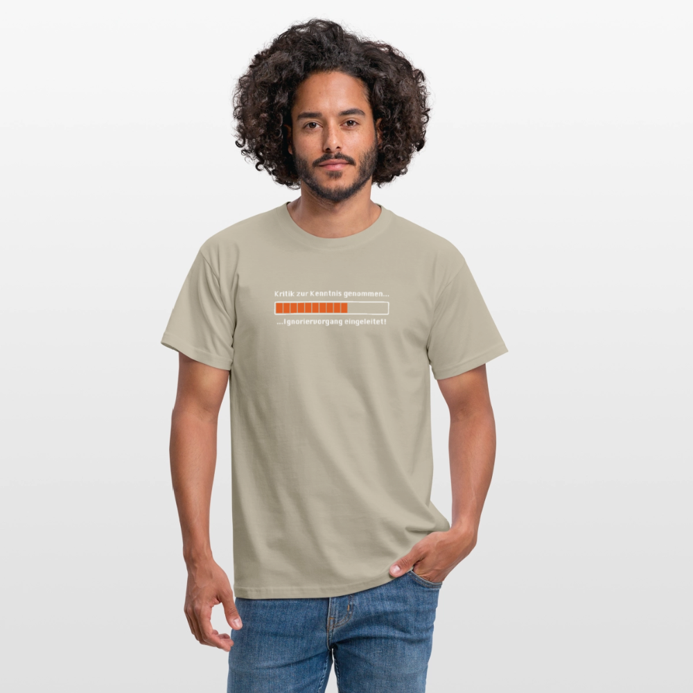 "Kritik" Motiv-T-Shirt für Männer - Sandbeige