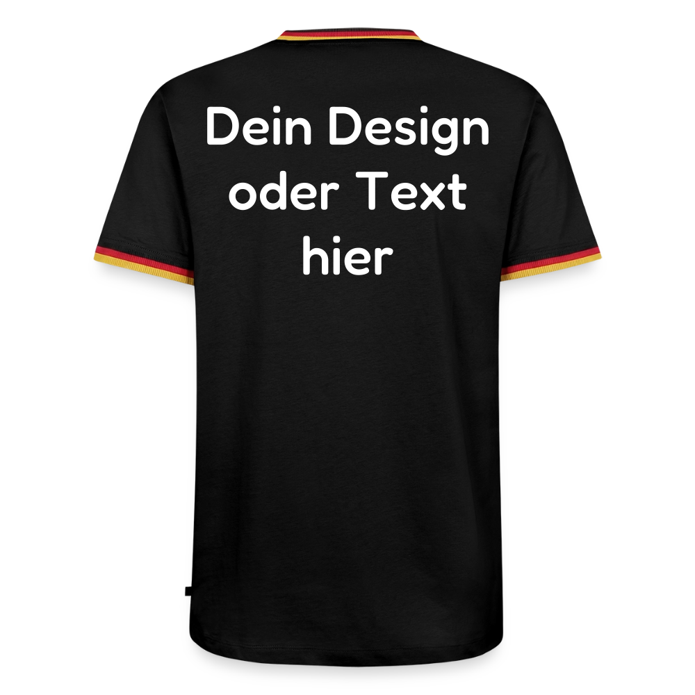 Männer Kontrast-T-Shirt - personalisierbare Vorder- und Rückseite - Schwarz/Dreifarbig