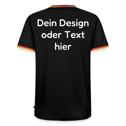 Männer Kontrast-T-Shirt - personalisierbare Vorder- und Rückseite - Schwarz/Dreifarbig
