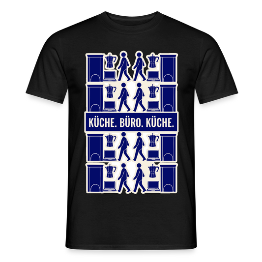 Küche. Büro. Küche. Motiv-T-Shirt für Männer, Farbe Schwarz