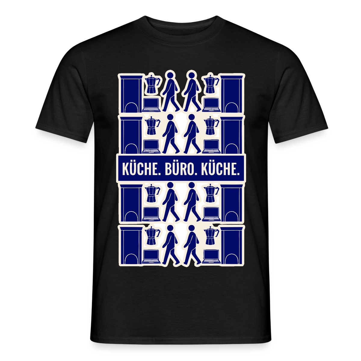 Küche. Büro. Küche. Motiv-T-Shirt für Männer, Farbe Schwarz