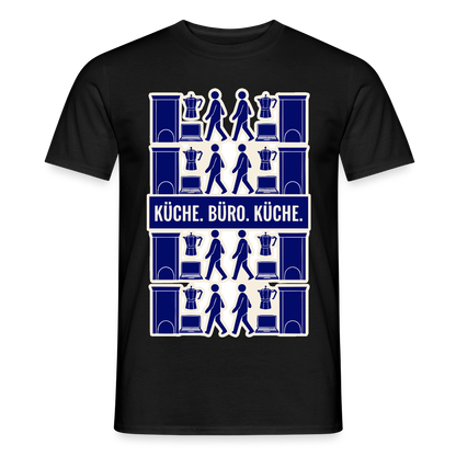Küche. Büro. Küche. Motiv-T-Shirt für Männer, Farbe Schwarz