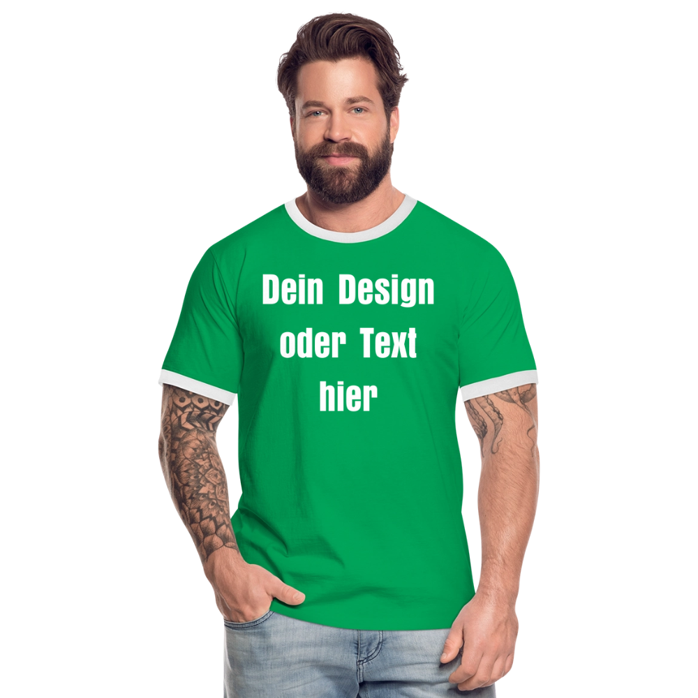Männer Kontrast-T-Shirt - personalisierbare Vorder- und Rückseite - Kelly Green/Weiß