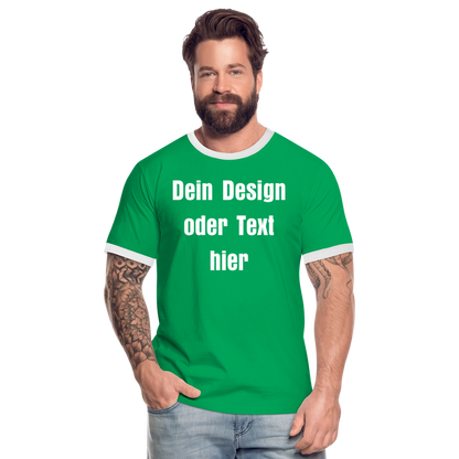 Männer Kontrast-T-Shirt - personalisierbare Vorder- und Rückseite - Kelly Green/Weiß