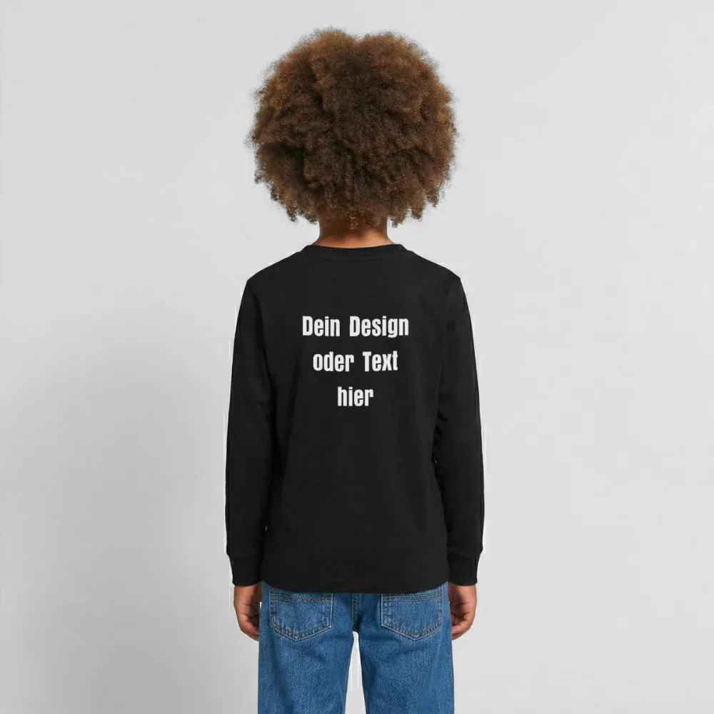 Teenager Premium Langarmshirt - personalisierbare Vorder- und Rückseite - Schwarz