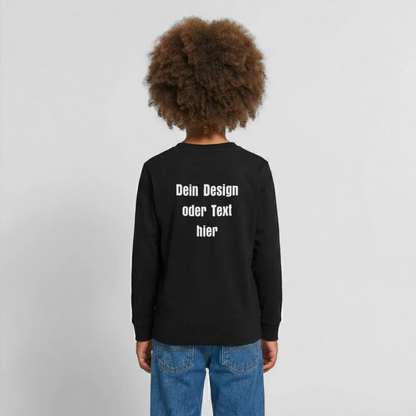 Teenager Premium Langarmshirt - personalisierbare Vorder- und Rückseite - Schwarz