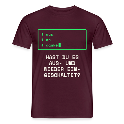 Hast du es aus- und wieder eingeschaltet? Motiv-T-Shirt für Männer, Farbe Ziegelrot
