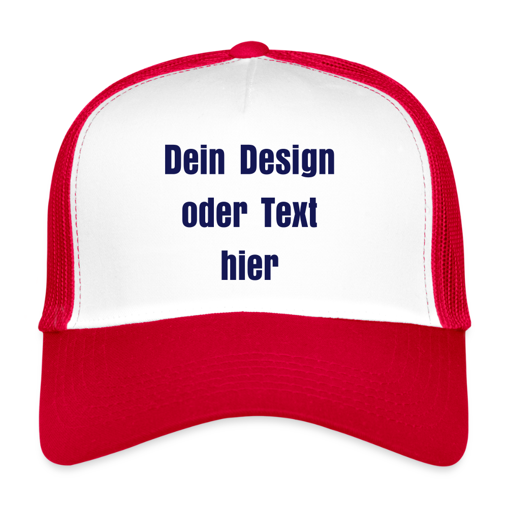 Trucker Cap - personalisierbar - Weiß/Rot