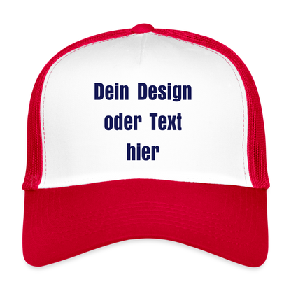 Trucker Cap - personalisierbar - Weiß/Rot