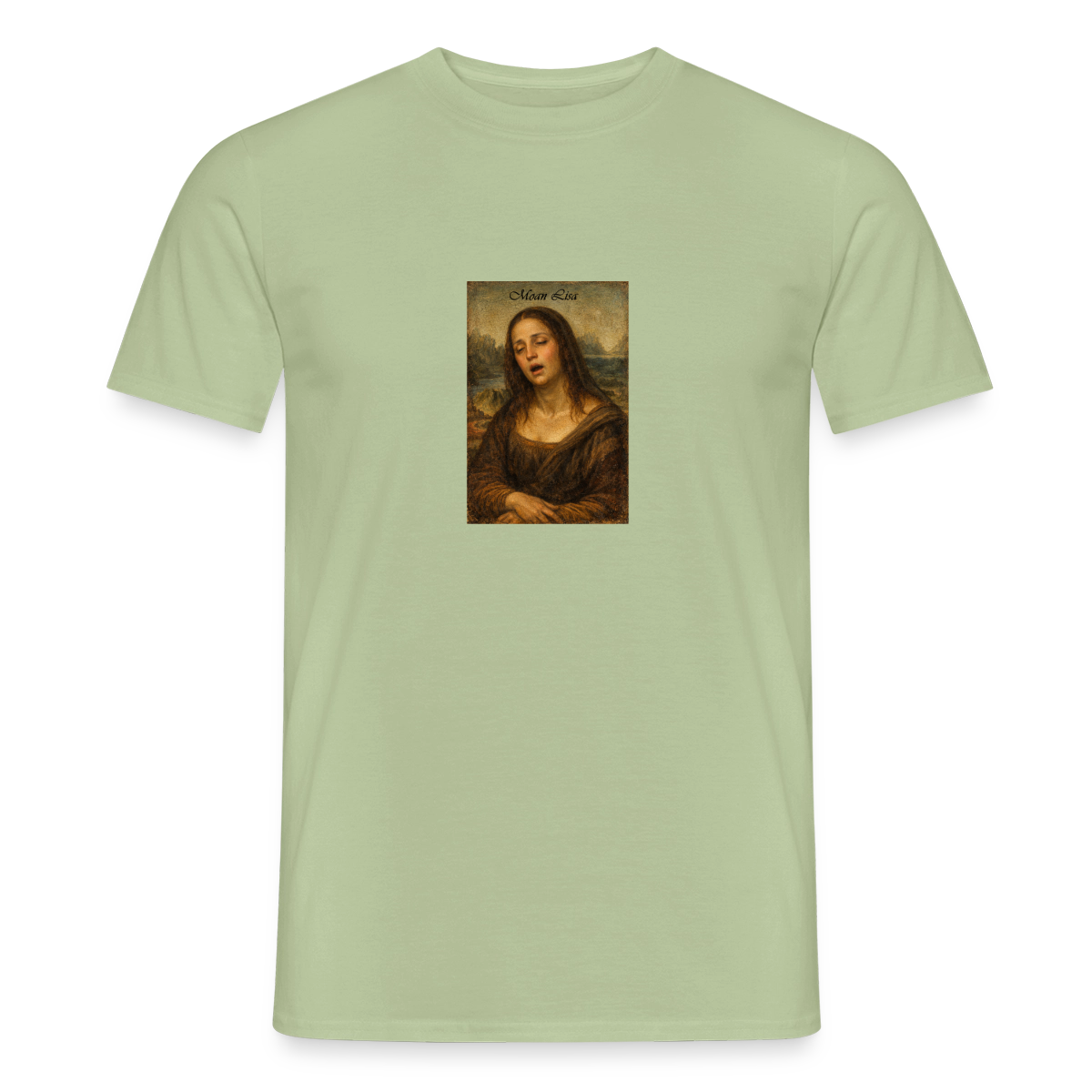 Moan Lisa Motiv-T-Shirt für Männer, Farbe Sage