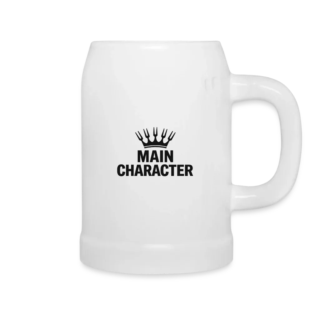 Bierkrug "Main Character" - personalisierbarer Name oder Text - Weiß
