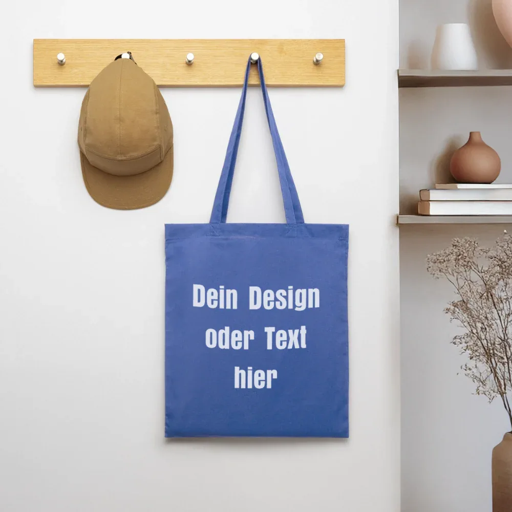 Stoffbeutel aus 100% Baumwolle - personalisierbar - Hellblau