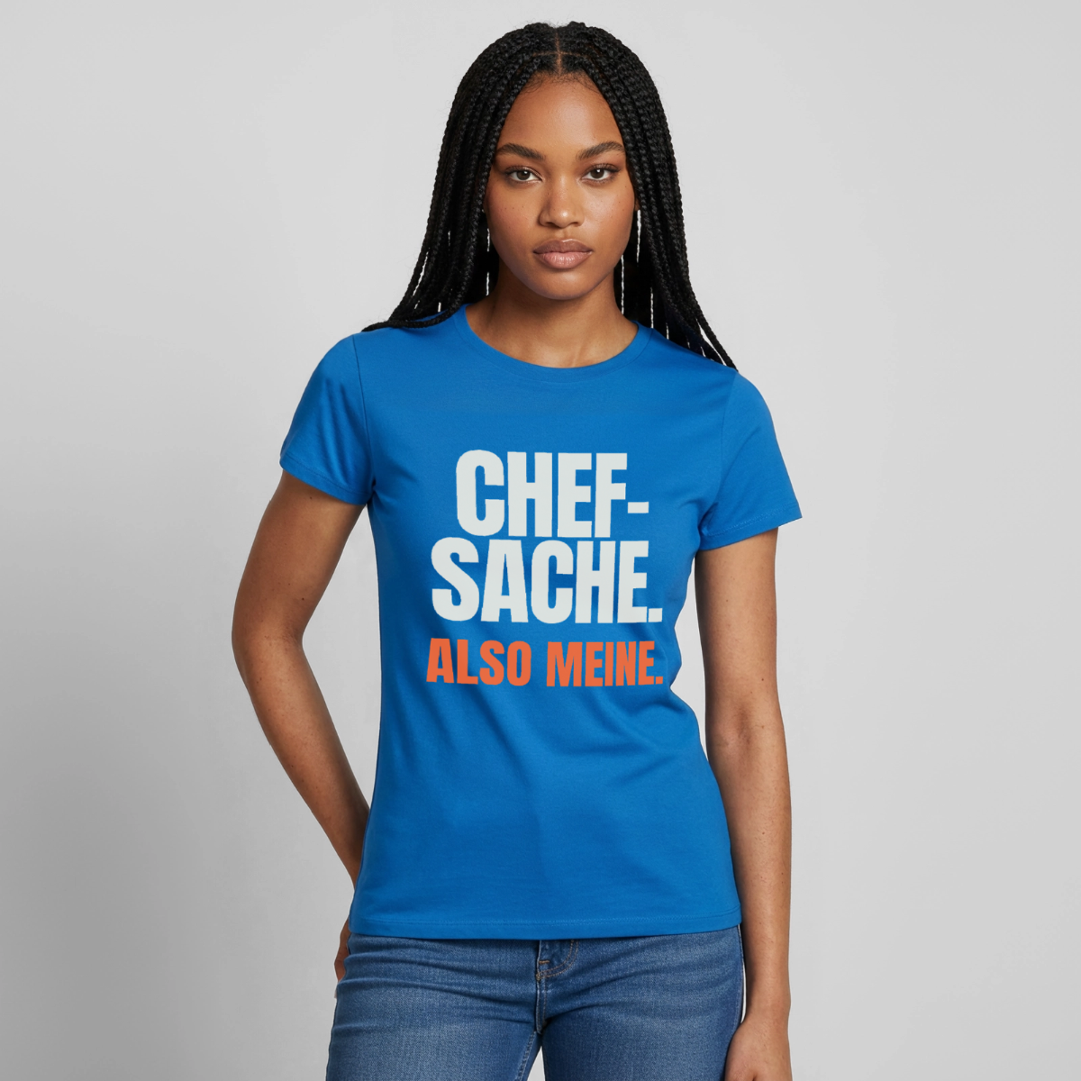 "Chefsache. Also meine." Motiv-T-Shirt für Frauen, Farbe Royalblau