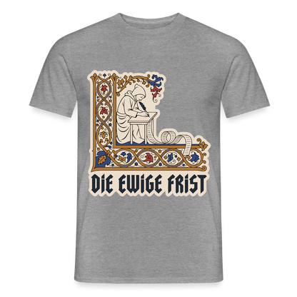 "Die ewige Frist. Buchmalerei-Motiv" Motiv-T-Shirt für Männer, Farbe Graphit meliert