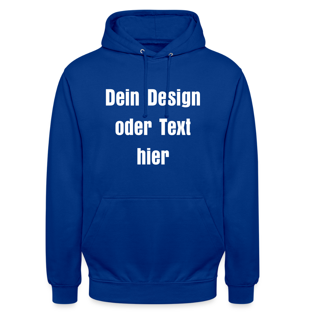 Unisex Hoodie - personalisierbare Vorder- und Rückseite - Royalblau