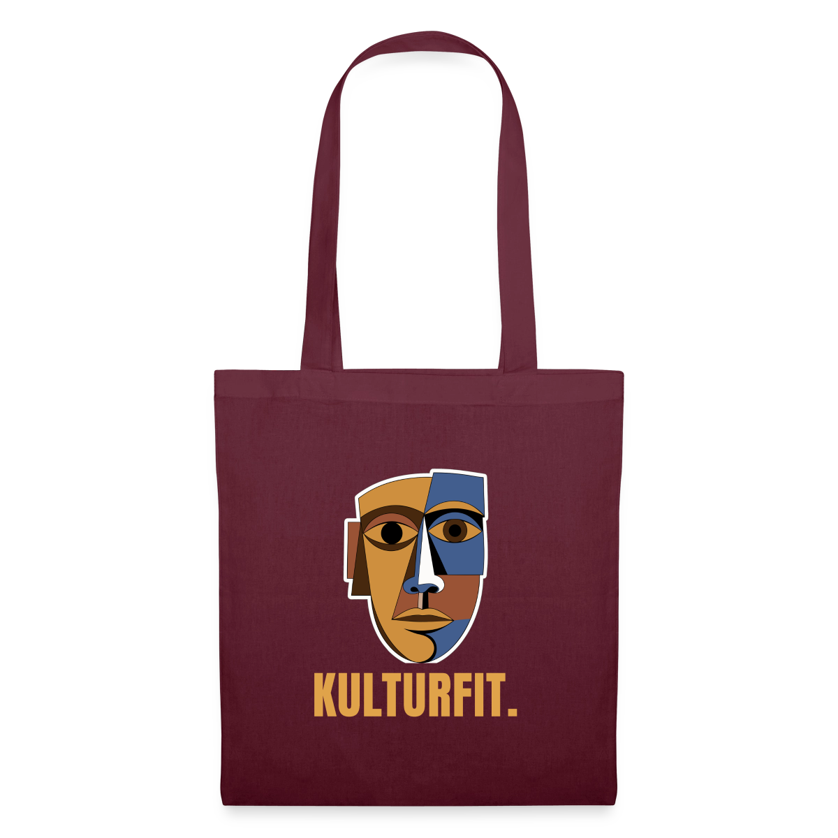 Kulturfit. Kubismus-Motiv Stoffbeutel, Farbe Burgunderrot