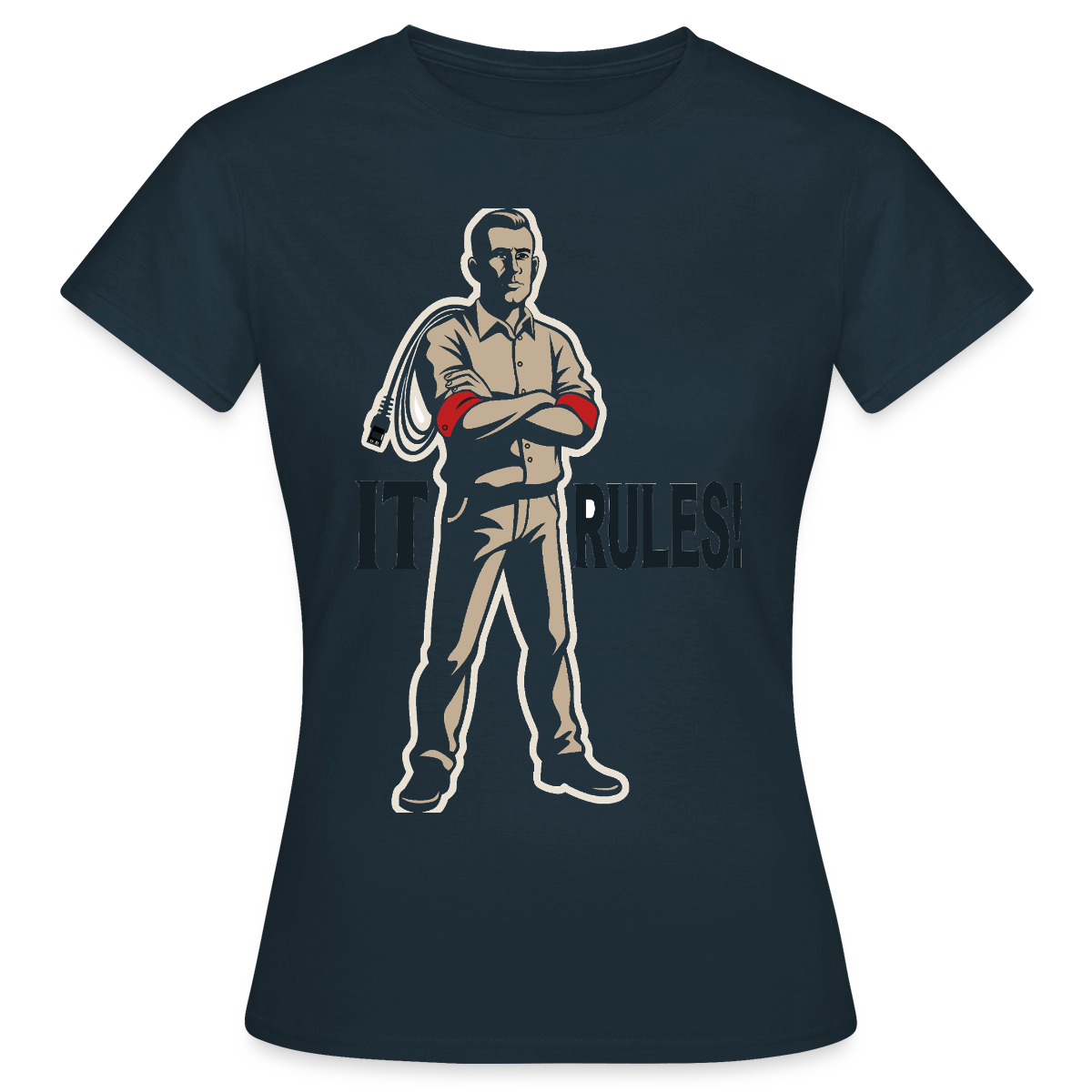 IT rules! Motiv-T-Shirt für Frauen, Farbe Navy
