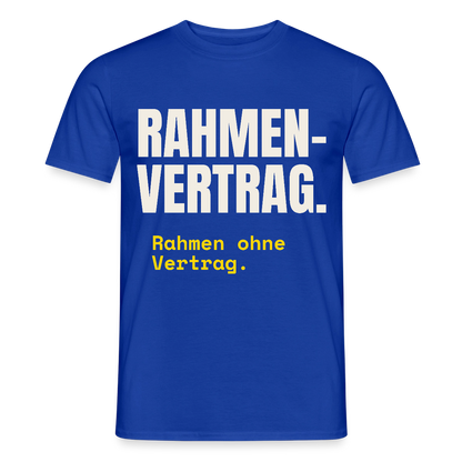 "Rahmenvertrag. Rahmen ohne Vertrag." Motiv-T-Shirt für Männer, Farbe Dunkelblau