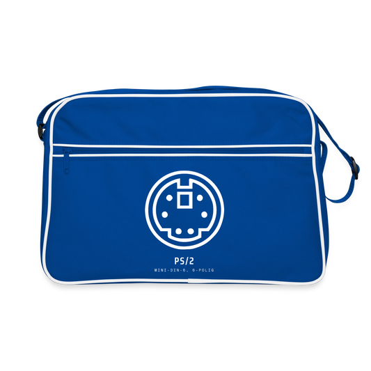 "PS/2, Mini-DIN-6" Motiv-Retro-Tasche, Farbe Blau/Weiß
