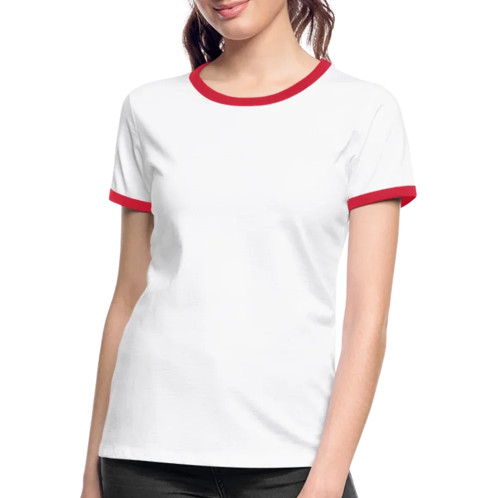 Frauen Kontrast-T-Shirt - personalisierbare Vorder- und Rückseite - Weiß/Rot