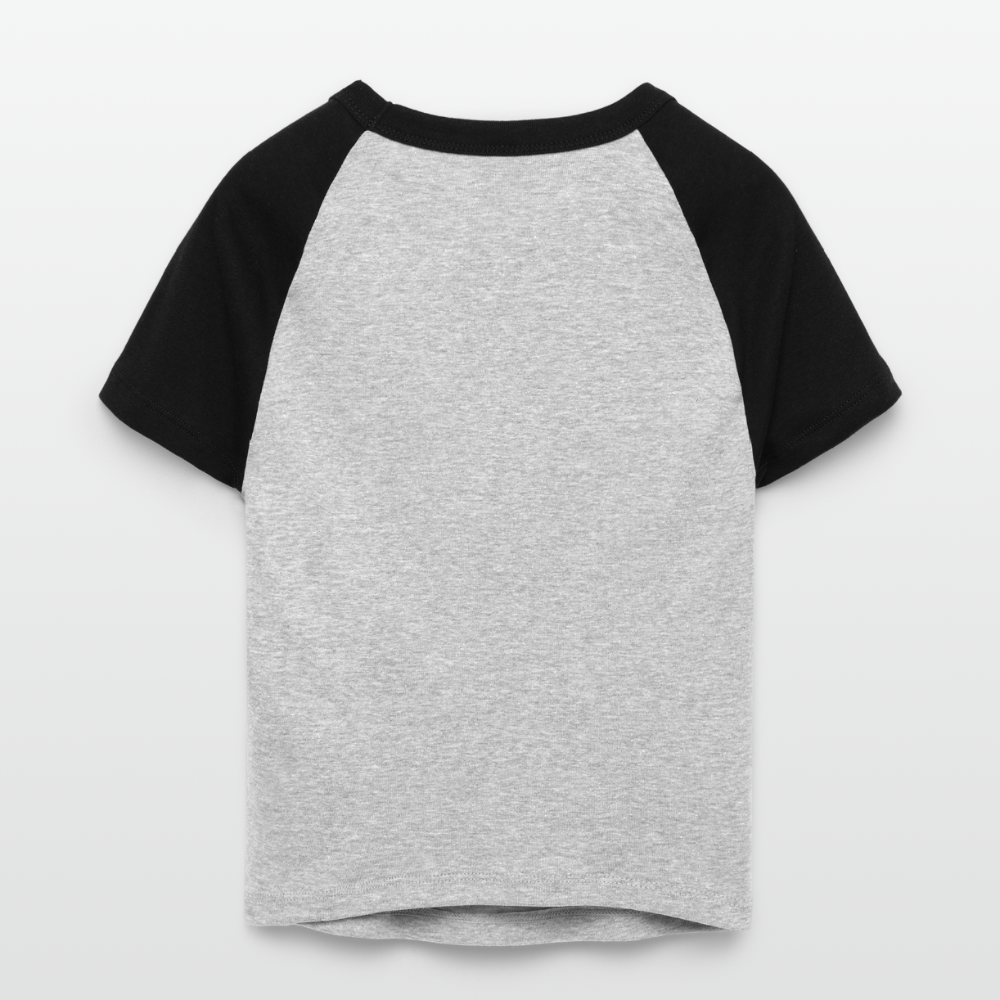 Frauen Cropped Baseball T-Shirt - personalisierbare Vorder- und Rückseite - Grau meliert/Schwarz