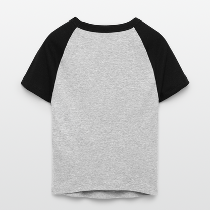 Frauen Cropped Baseball T-Shirt - personalisierbare Vorder- und Rückseite - Grau meliert/Schwarz