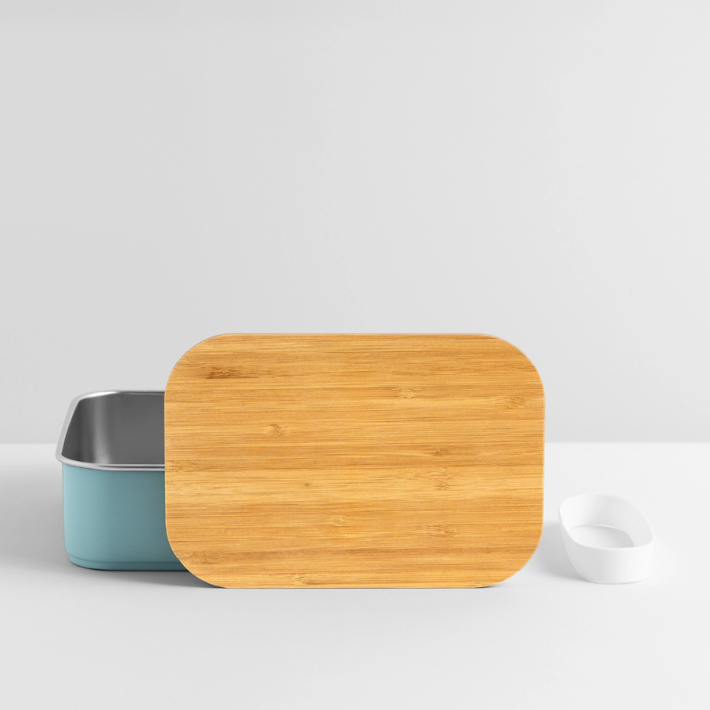 Lunch Box mit Bambusdeckel - personalisierbar - Hellblau